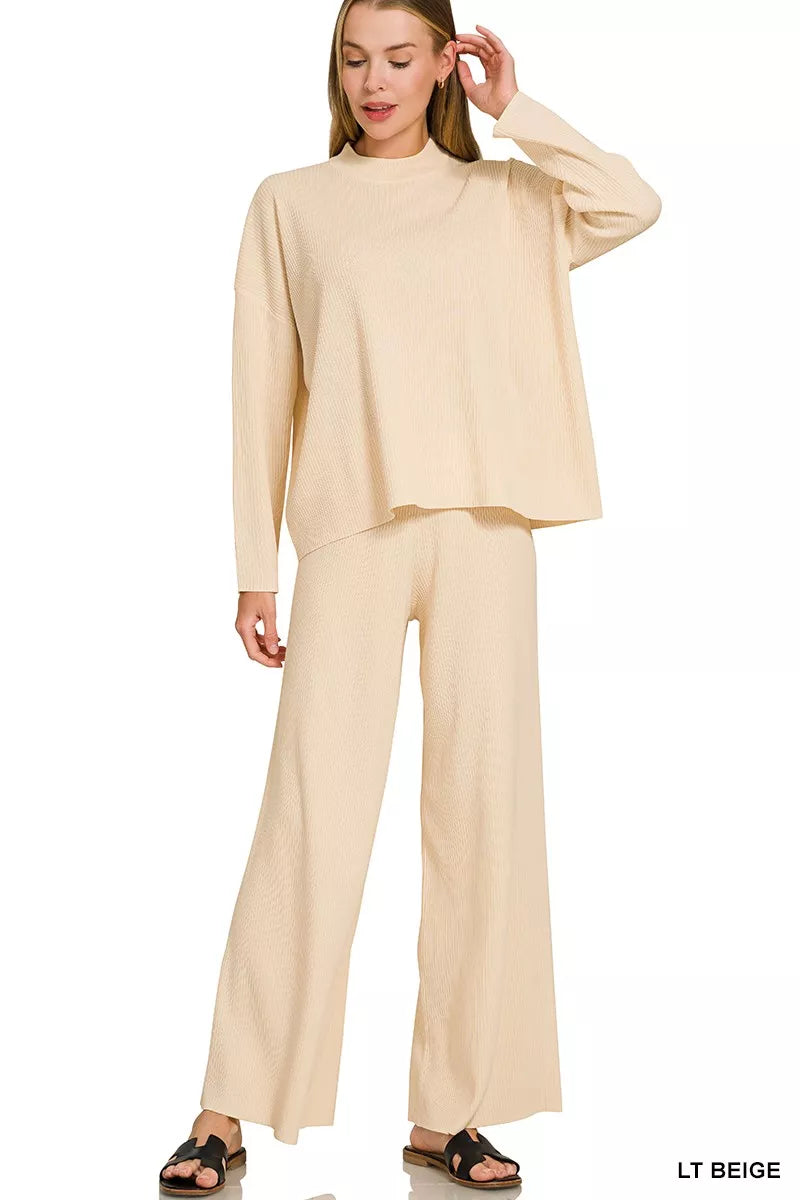 Light Beige Sweater Set for Women - styled view