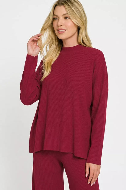Cabernet Wine Sweater Set for Women - styled view