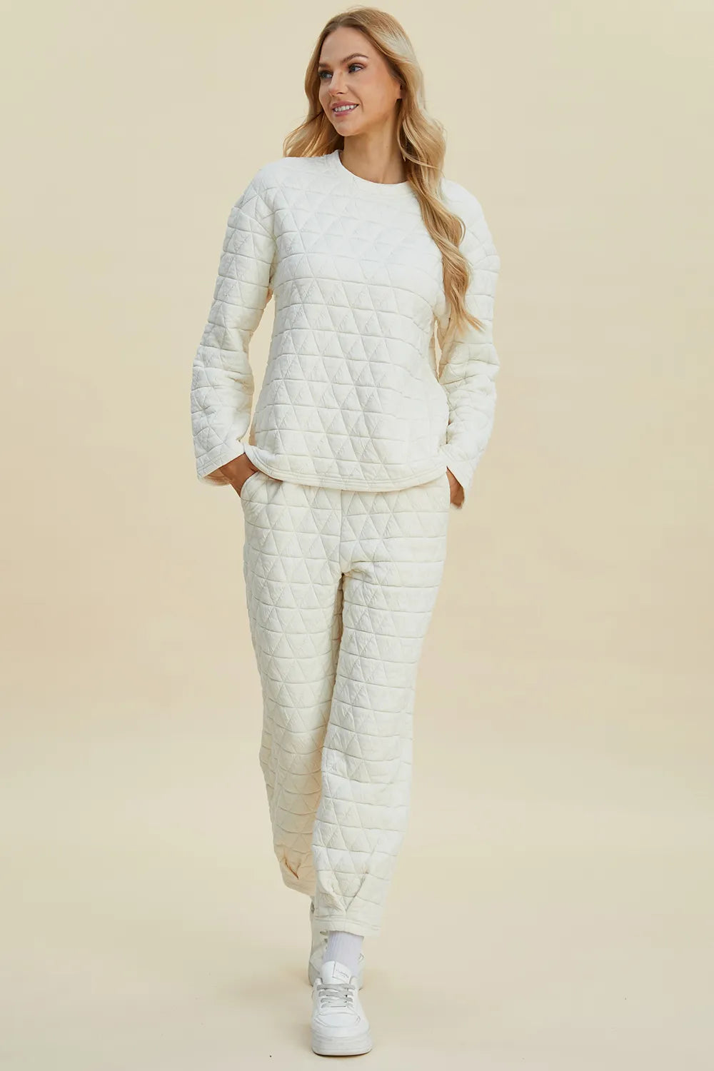 Cozy Ribbed Loungewear Set for Women - fabric detail