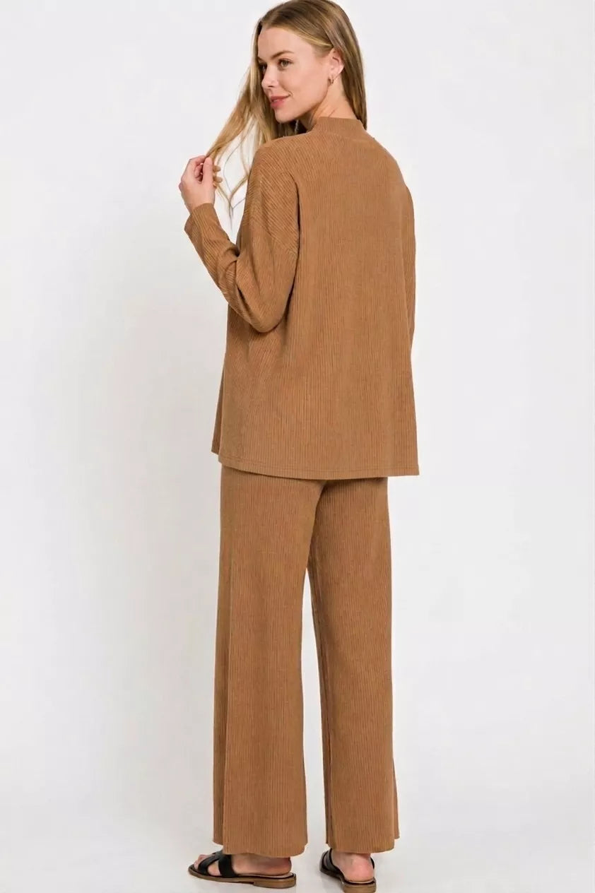 Deep Camel Sweater Set for Women - styled view